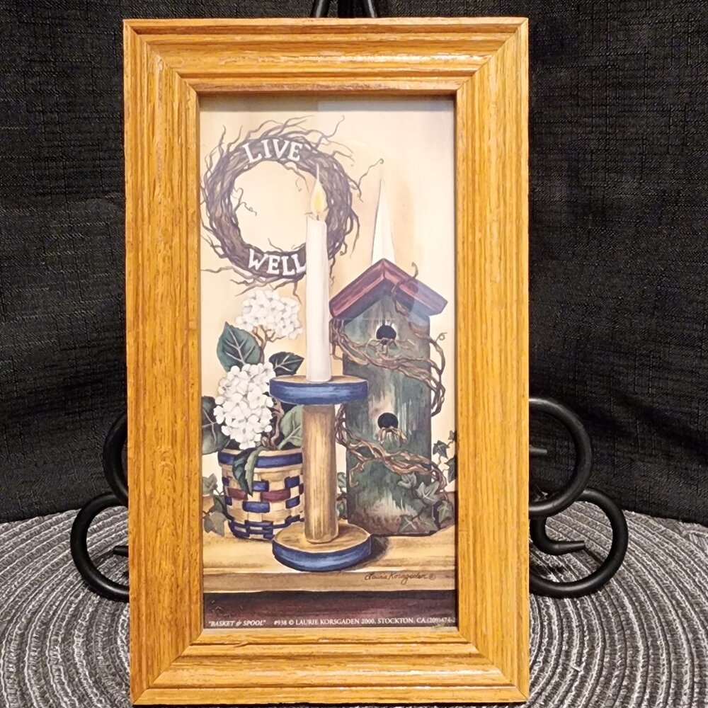 Live Well - Wall Hanging art - Numbered Print - "Basket and Spool"